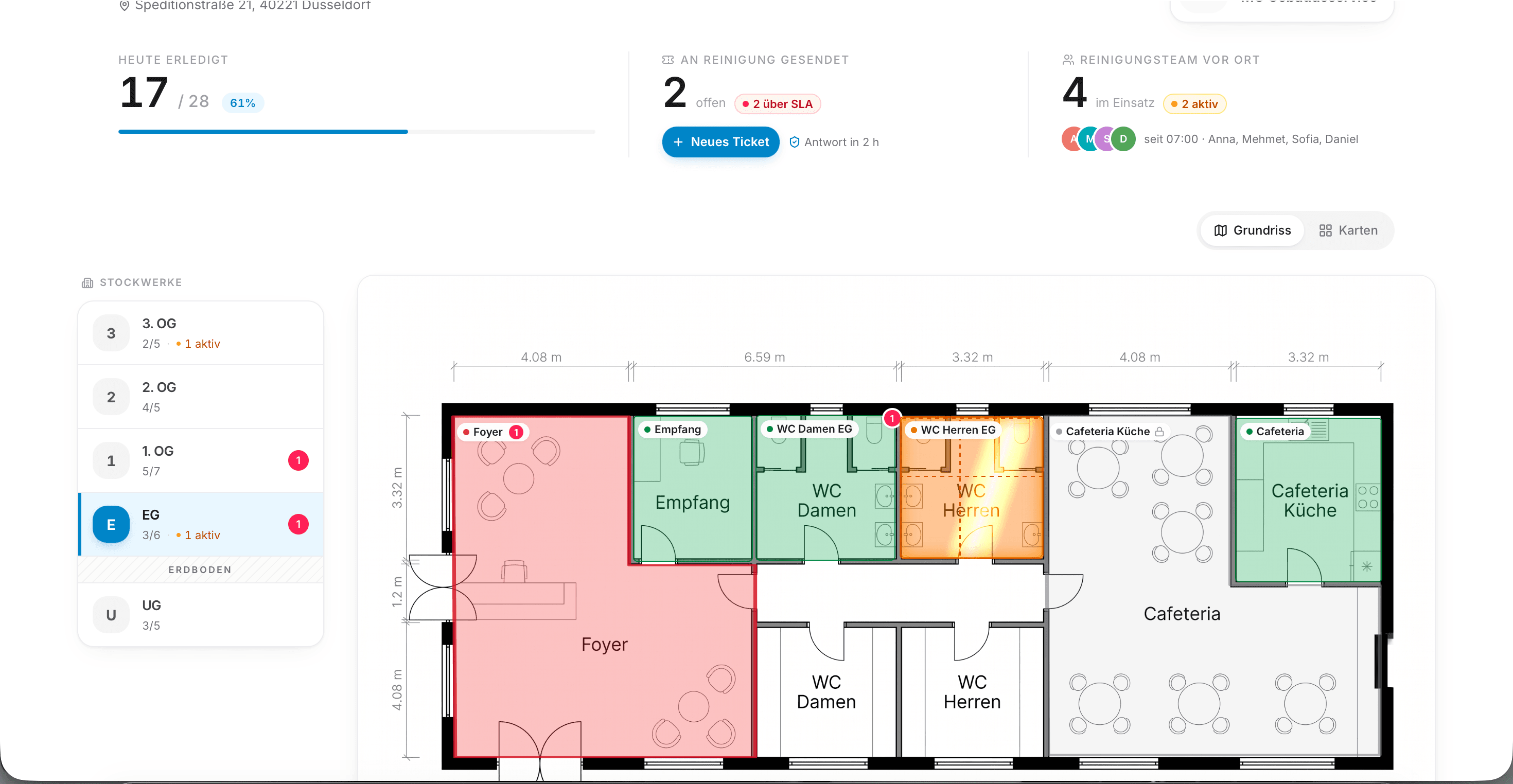 Auftraggeber-Portal mit Live-Grundriss und Raumstatus